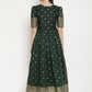 Ahalyaa Women Beautiful Green Print Work Chanderi Silk Anarkali Kurta | Swadesiicart
