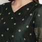Ahalyaa Women Beautiful Green Print Work Chanderi Silk Anarkali Kurta | Swadesiicart