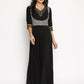 Ahalyaa Womens Black Colored Digital Print Plain Zari Kurta Set | Swadesiicart