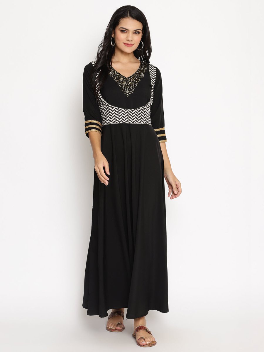 Ahalyaa Womens Black Colored Digital Chevron Print Kurta | Swadesiicart
