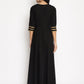 Ahalyaa Womens Black Colored Digital Print Plain Zari Kurta Set | Swadesiicart