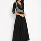 Ahalyaa Womens Black Colored Digital Print Plain Zari Kurta Set | Swadesiicart