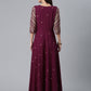 Ahalyaa Crepe Wine Glitter Print Kurta With Jacket - Swadesiicart