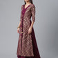 Ahalyaa Crepe Wine Glitter Print Kurta With Jacket - Swadesiicart