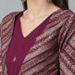 Ahalyaa Crepe Wine Glitter Print Kurta With Jacket - Swadesiicart
