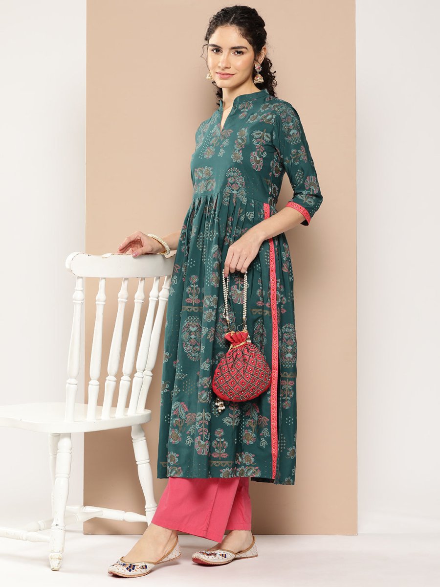Ahalyaa Women Floral Printed Floral Crepe Kurta | Swadesiicart