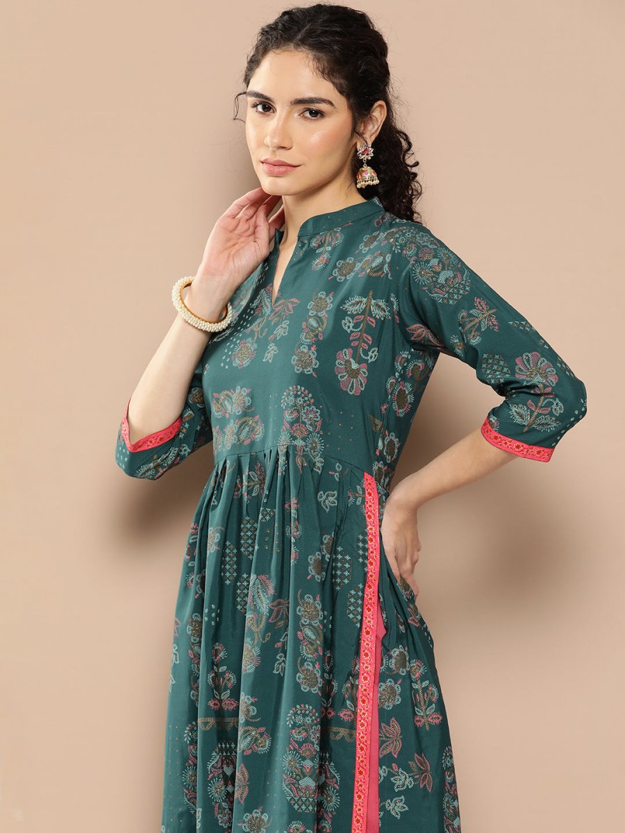 Ahalyaa Women Floral Printed Floral Crepe Kurta | Swadesiicart