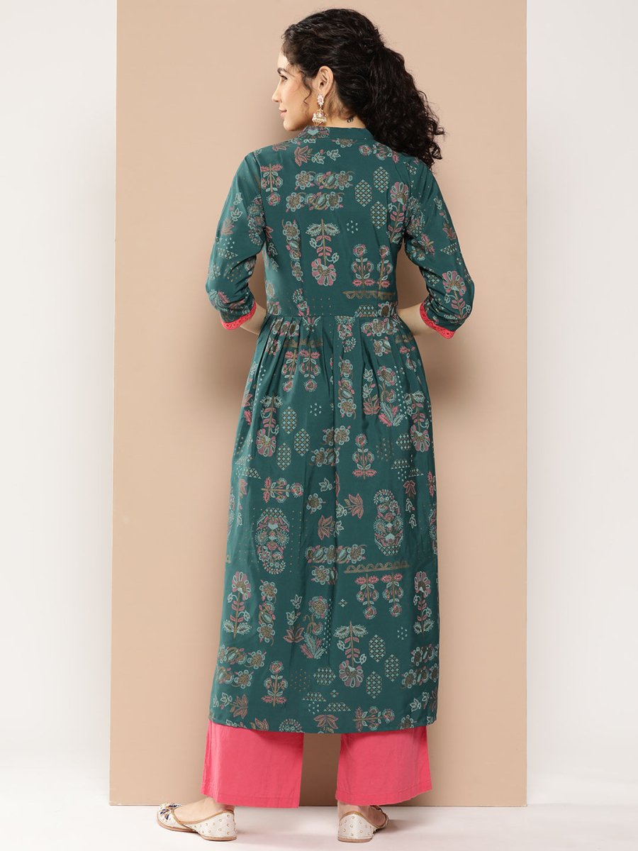 Ahalyaa Women Floral Printed Floral Crepe Kurta | Swadesiicart