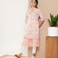 Ahalyaa Women Pink & Off White Floral Printed Gotta Patti Floral Crepe Kurta | Swadesiicart