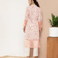 Ahalyaa Women Pink & Off White Floral Printed Gotta Patti Floral Crepe Kurta | Swadesiicart