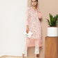 Ahalyaa Women Pink & Off White Floral Printed Gotta Patti Floral Crepe Kurta | Swadesiicart