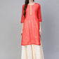 Ahalyaa Cream-Coloured & Red Bandhani Foil Printed Layered Beautiful Maxi Dress | Swadesiicart