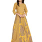 Ahalyaa Mustard Yellow & Grey Printed Fit and Flare Maxi Dress | Swadesiicart