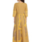 Ahalyaa Mustard Yellow & Grey Printed Fit and Flare Maxi Dress | Swadesiicart