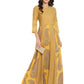 Ahalyaa Mustard Yellow & Grey Printed Fit and Flare Maxi Dress | Swadesiicart