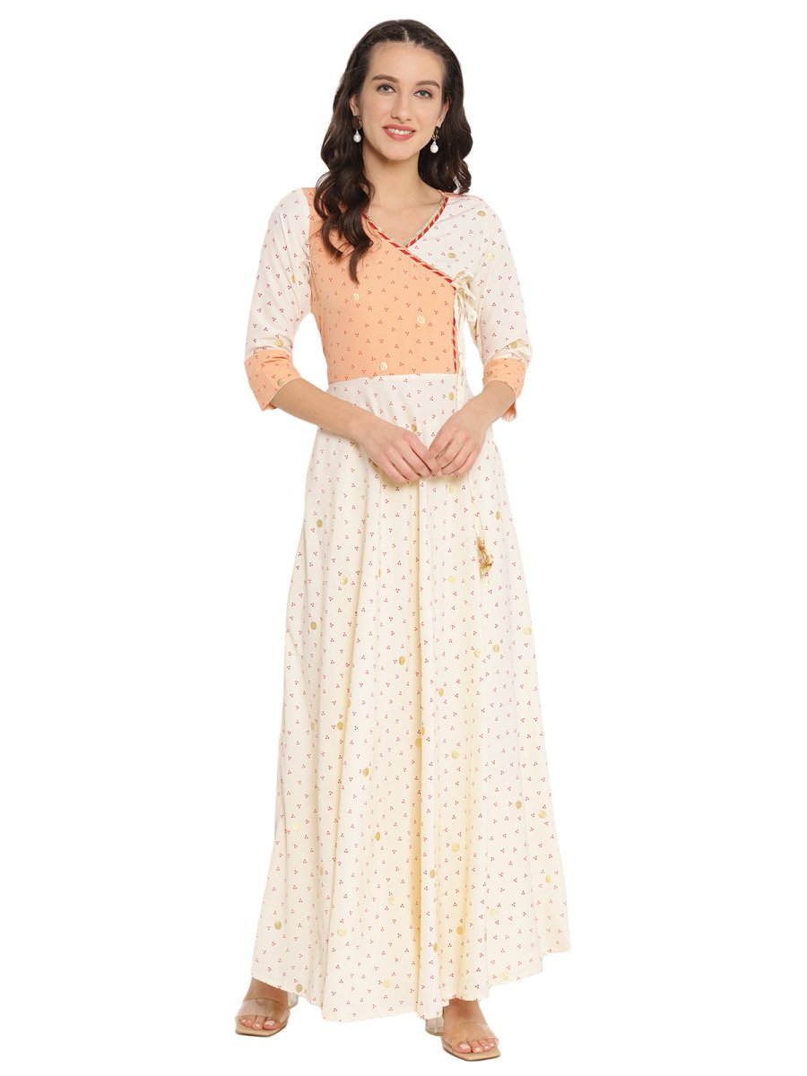 Ahalyaa Angrakha Printed Long Kurta | Swadesiicart