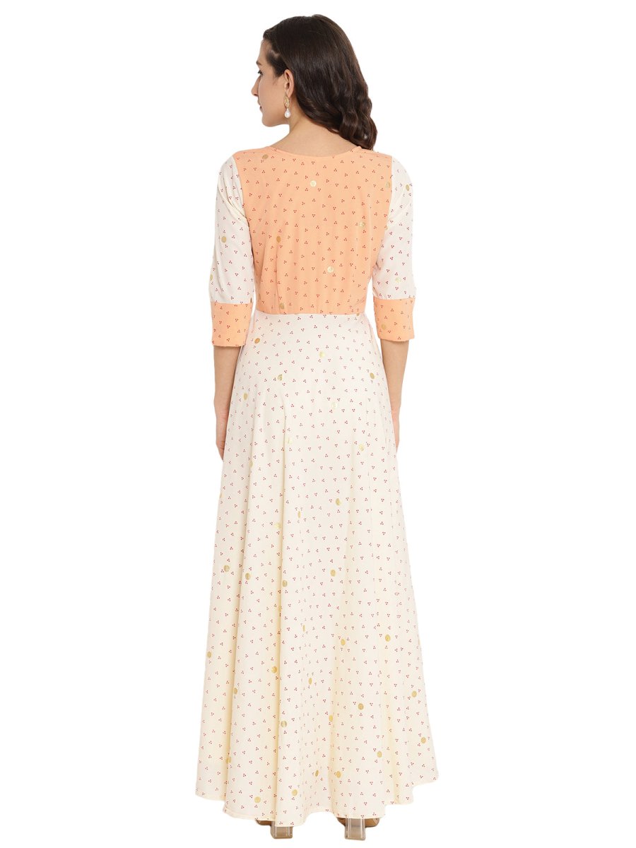 Ahalyaa Angrakha Printed Long Kurta | Swadesiicart