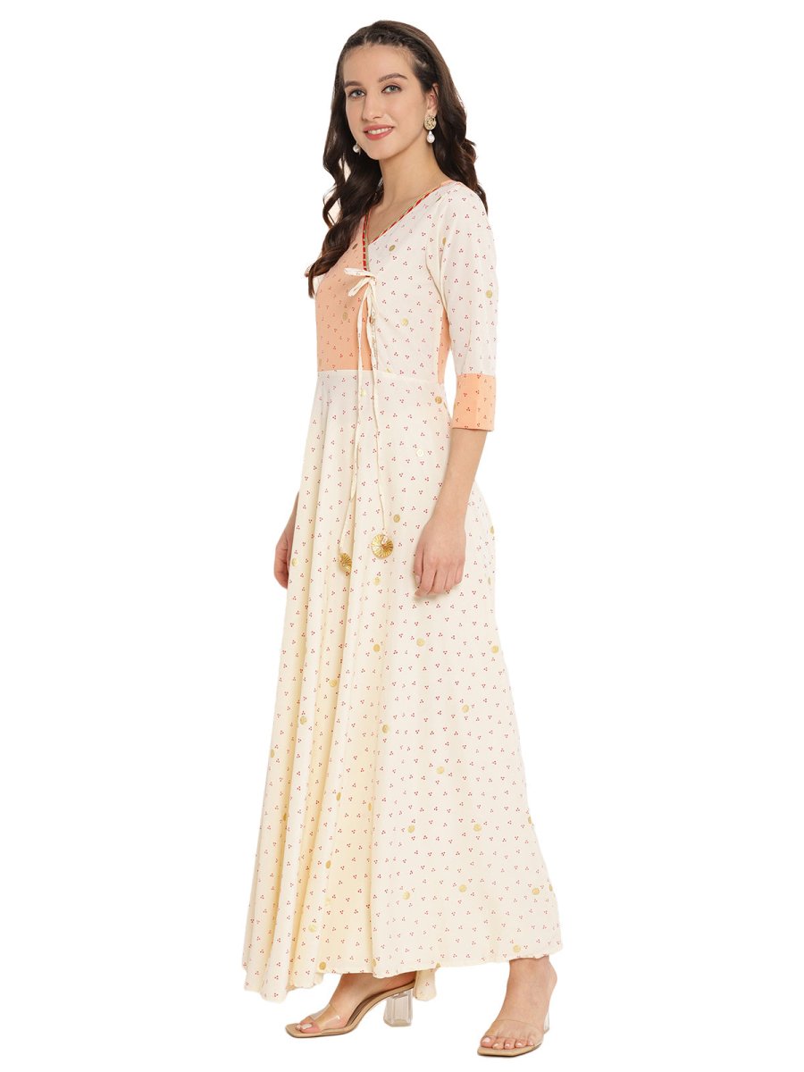 Ahalyaa Angrakha Printed Long Kurta | Swadesiicart