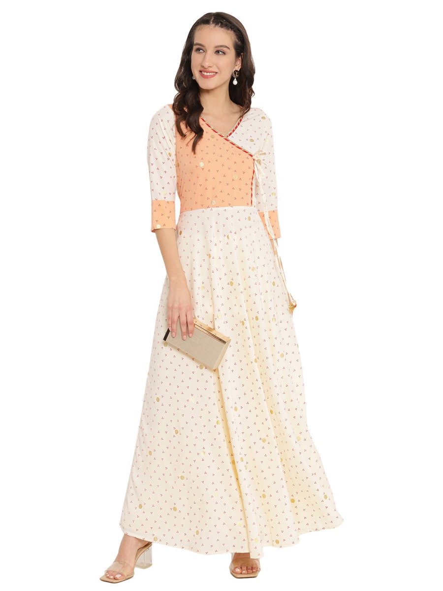 Ahalyaa Angrakha Printed Long Kurta | Swadesiicart