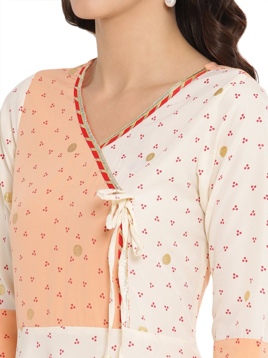 Ahalyaa Angrakha Printed Long Kurta | Swadesiicart