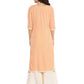 Ahalyaa Peach-Coloured & Red Bandhani Print High Low Straight Kurta | Swadesiicart