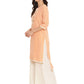 Ahalyaa Peach-Coloured & Red Bandhani Print High Low Straight Kurta | Swadesiicart