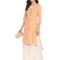 Ahalyaa Peach-Coloured & Red Bandhani Print High Low Straight Kurta | Swadesiicart