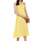 Ahalyaa Women Yellow Solid A-Line Dress | Swadesiicart