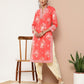 Ahalyaa Women Red Floral Printed Gotta Patti Kurta with Dhoti Pants | Swadesiicart