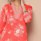 Ahalyaa Women Red Floral Printed Gotta Patti Kurta with Dhoti Pants | Swadesiicart