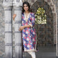 Ahalyaa Women Navy Blue Floral Printed Pleated Kurta with Dhoti Pants | Swadesiicart