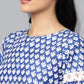 Ahalyaa Women Blue & White Printed Kurti with Dhoti Pants | Swadesiicart