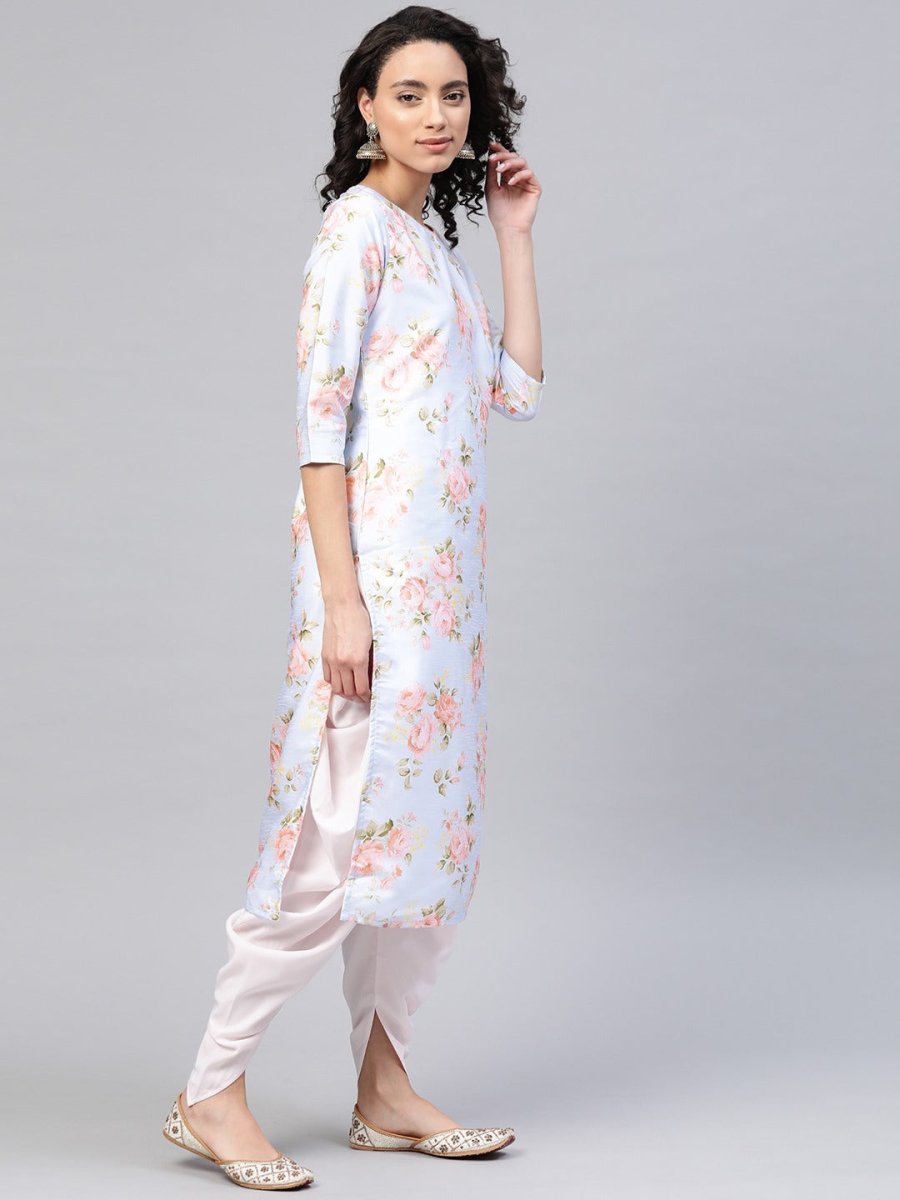 Ahalyaa Women Poly Silk Digital Print Kurta With Dhoti Pant | Swadesiicart