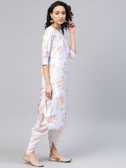 Ahalyaa Women Poly Silk Digital Print Kurta With Dhoti Pant | Swadesiicart