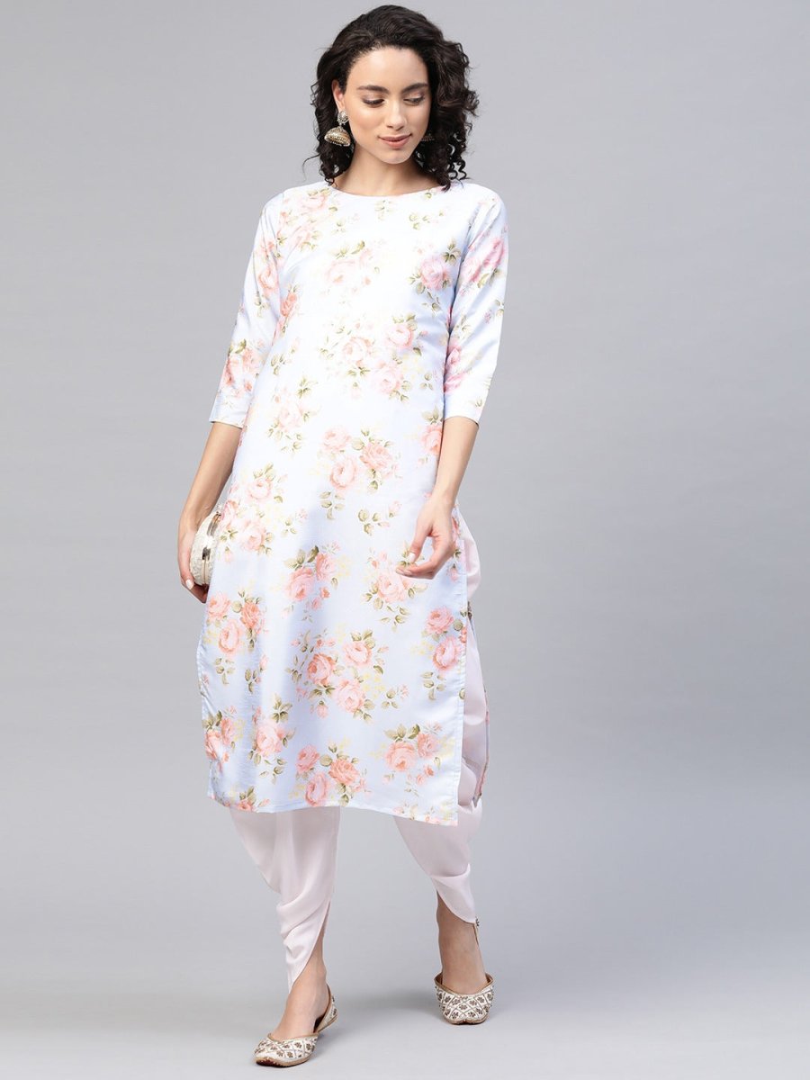 Ahalyaa Women Poly Silk Digital Print Kurta With Dhoti Pant | Swadesiicart