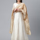 Ahalyaa Cream-Coloured & Golden Printed Anarkali Kurta with Dupatta | Swadesiicart