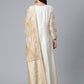 Ahalyaa Cream-Coloured & Golden Printed Anarkali Kurta with Dupatta | Swadesiicart