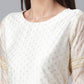 Ahalyaa Cream-Coloured & Golden Printed Anarkali Kurta with Dupatta | Swadesiicart