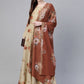 Ahalyaa Women Beige & Red Floral Printed Anarkali Kurta With Dupatta | Swadesiicart