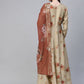 Ahalyaa Women Beige & Red Floral Printed Anarkali Kurta With Dupatta | Swadesiicart