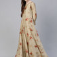 Ahalyaa Women Beige & Red Floral Printed Anarkali Kurta With Dupatta | Swadesiicart