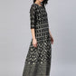 Ahalyaa Women Black & Golden Foil Ethnic Moti Printed Floral Kurta With Dupatta | Swadesiicart
