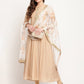 Ahalyaa Beige & Off-White Beautiful Anarkali Kurta with Dupatta | Swadesiicart