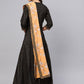Ahalyaa Black and Gold Printed Anarkali Kurta Set For Women | Swadesiicart