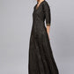 Ahalyaa Black and Gold Printed Anarkali Kurta Set For Women | Swadesiicart