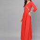 Ahalyaa Women Red Mustard Yellow Solid Angrakha A-Line Dress with Dupatta | Swadesiicart