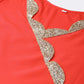 Ahalyaa Women Red Mustard Yellow Solid Angrakha A-Line Dress with Dupatta | Swadesiicart