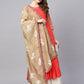 Ahalyaa Women Coral Red Solid A-Line Kurta With Dupatta | Swadesiicart