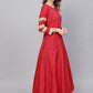 Ahalyaa Red Solid Anarkali Kurta With Dupatta | Swadesiicart