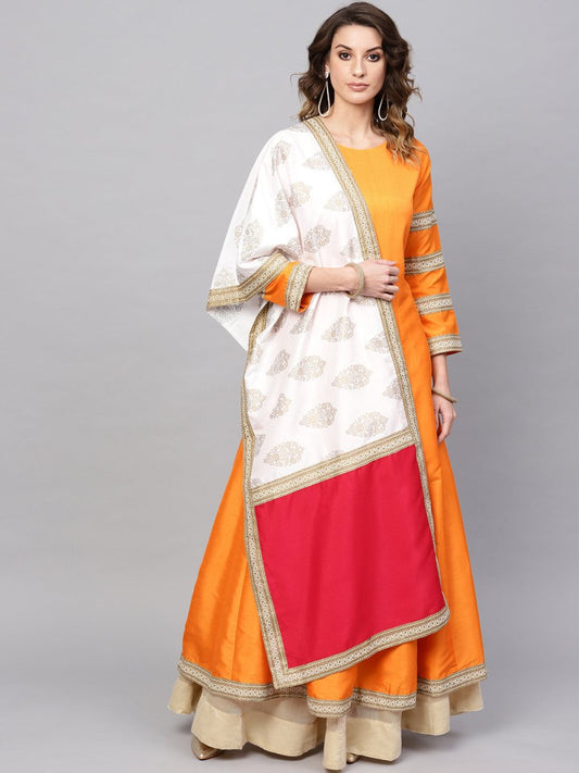 Ahalyaa Solid Pleated Kurta with Dupatta | Swadesiicart